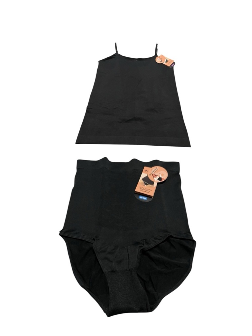 NWT Lot Of 2 - Shapermint Black Seamless Shaping Cami & High-Waist Brief Set XXL